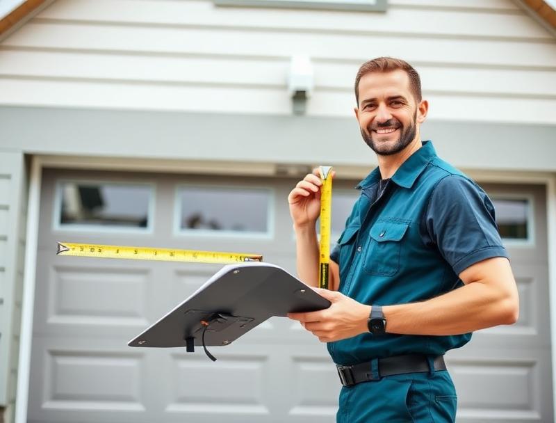 Salem Garage Doors expert technician measuring for new garage door installation